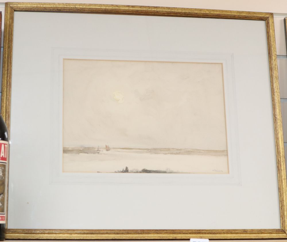 Arthur Briscoe (1873-1943), watercolour, An Essex Creek, signed, 24 x 34cm